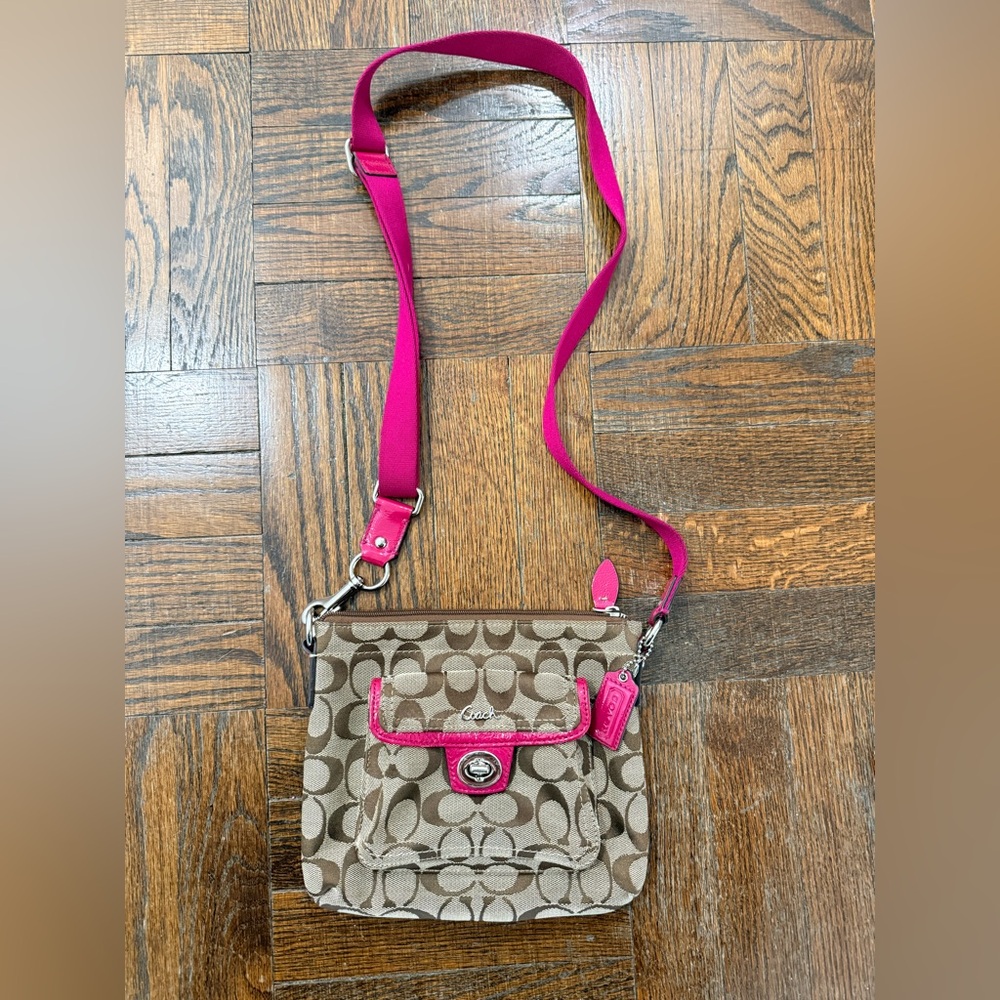 Coach Crossbody Bag - Brown with Pink Accents
